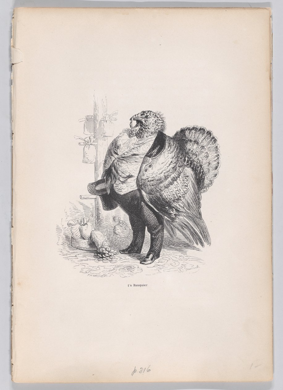 Un banquero de Escenas de la vida privada y pública de los animales, ca. 1837-47 de Charles Tamisier