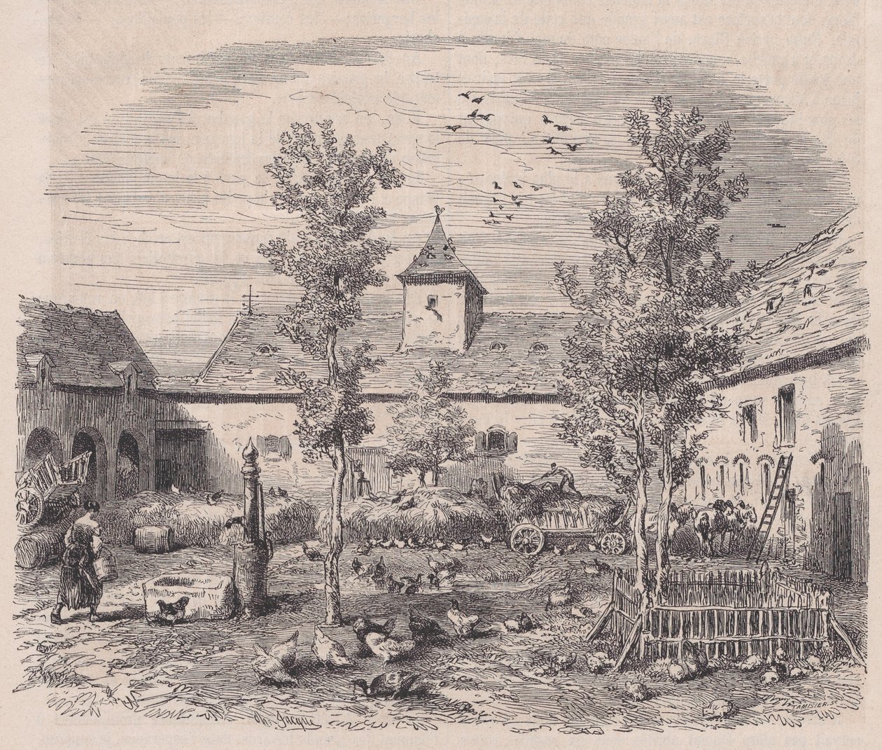 Vista Interior de una Granja, de Le Magasin Pittoresque de Charles Tamisier