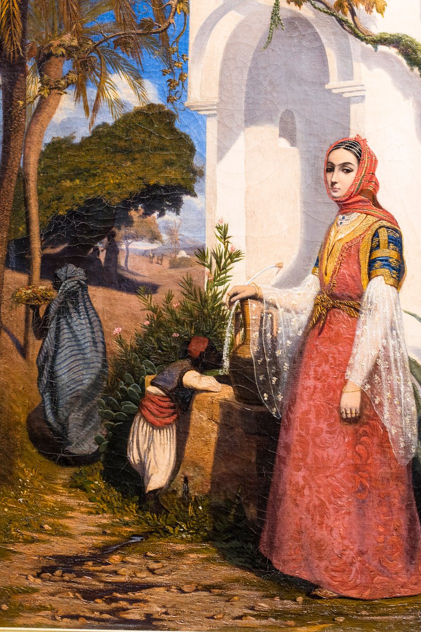 Mujer oriental en la fuente de Charles Theodore (1814-88) Frere