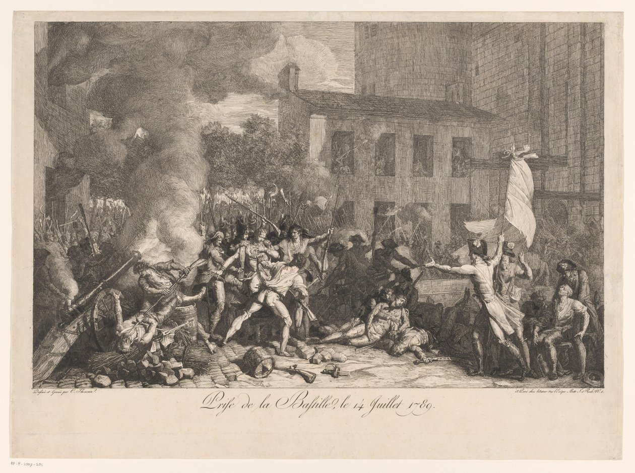 Beststorming van de Bastille, 14 de julio de 1789 Toma de la Bastilla, 14 de julio de 1789 (título sobre el objeto) de Charles Thevenin