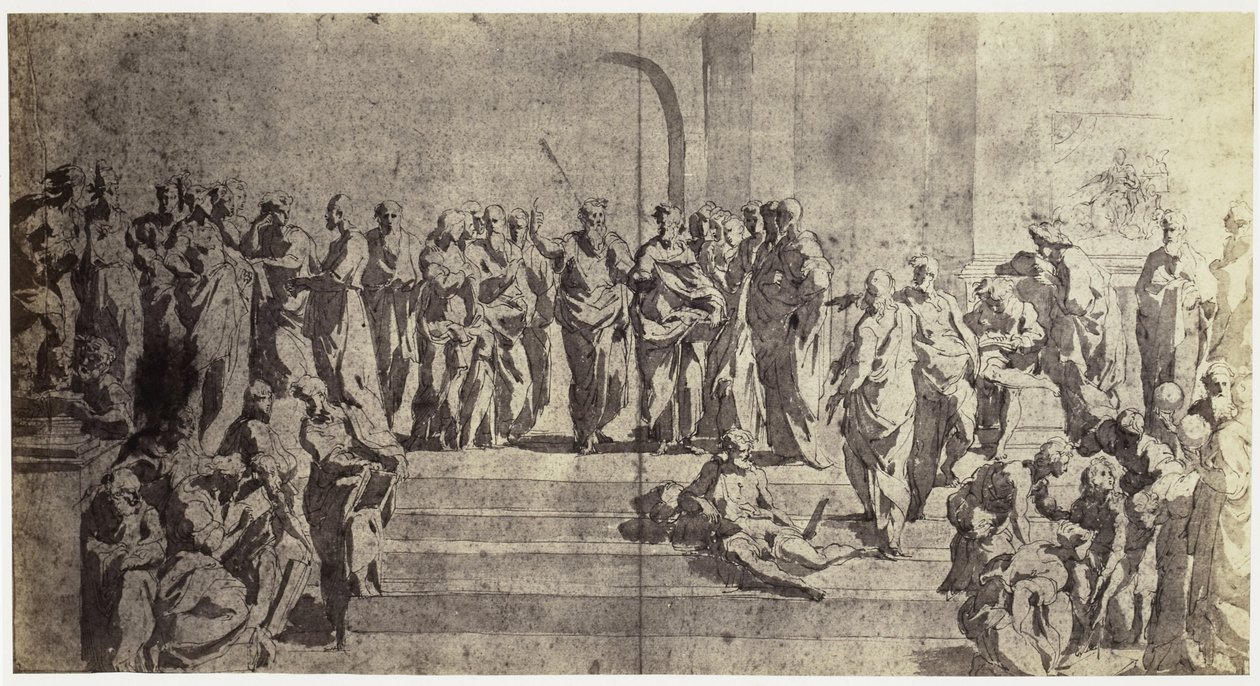 Reproducción fotográfica de un dibujo de Raphael, estudio para The School of Athena de Charles Thurston Thompson