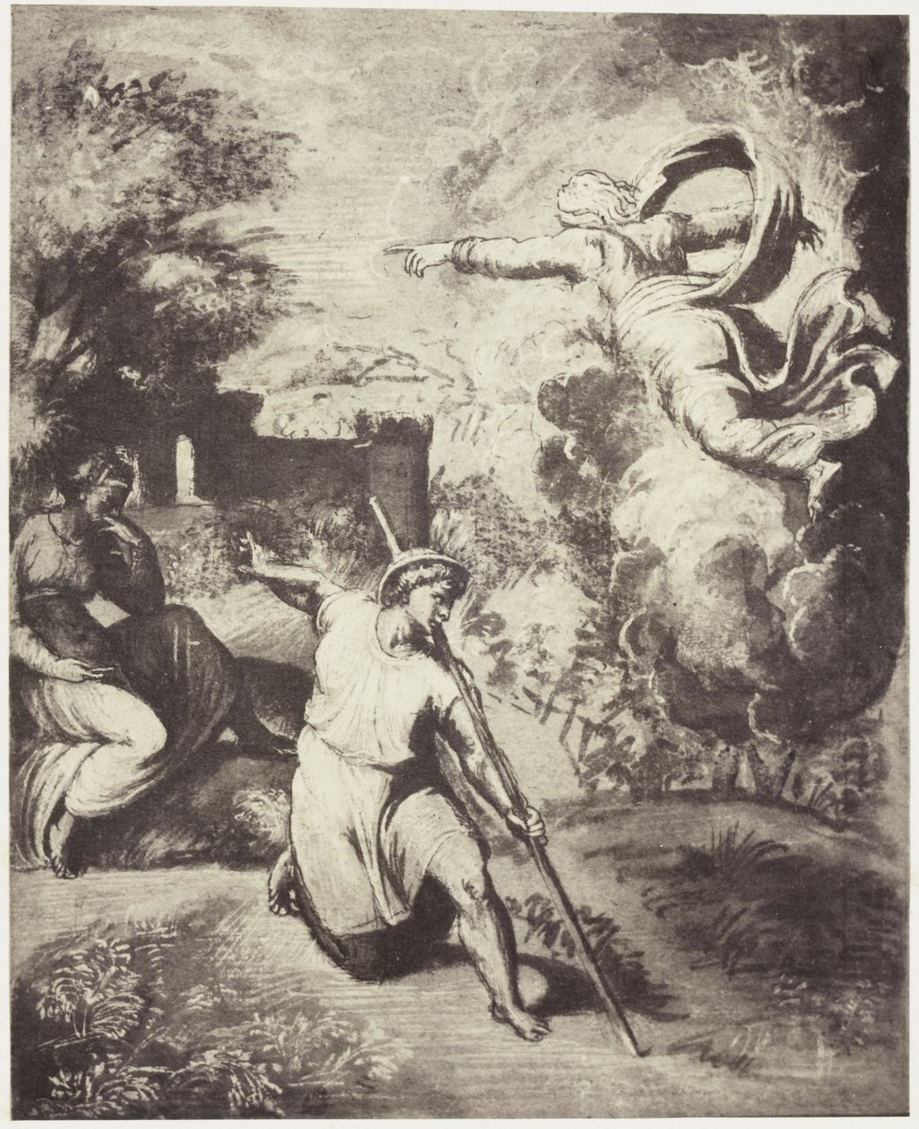 Reproducción fotográfica de un dibujo de Rafael, expulsión de Adán y Eva del paraíso de Charles Thurston Thompson