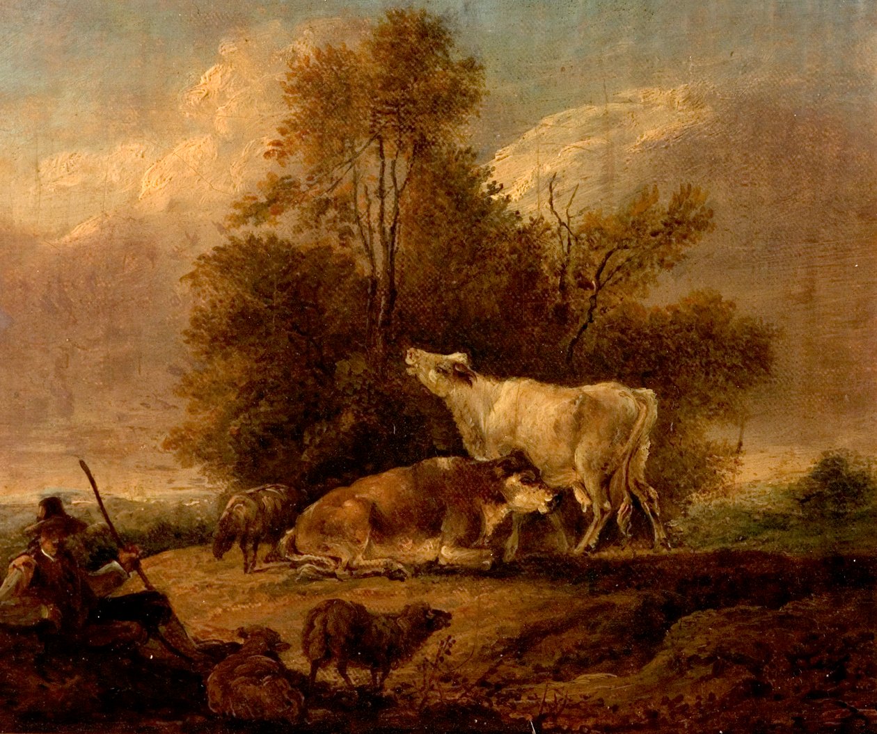 Paisaje con ganado y figuras de Charles Towne