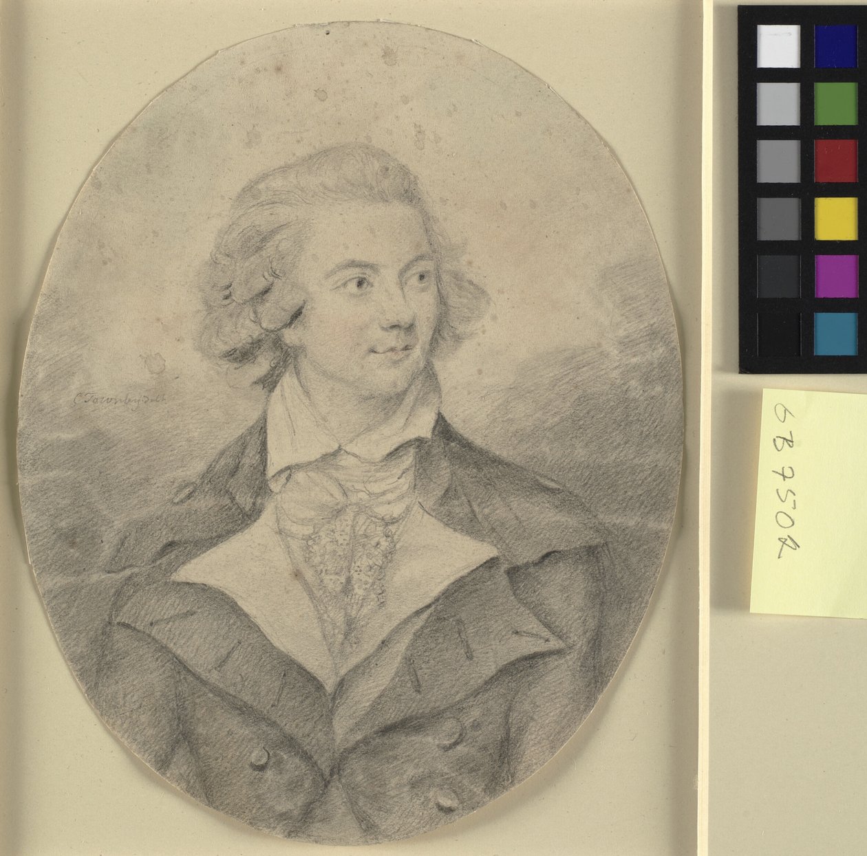 Retrato de un hombre de cabeza y hombros, de frente a la derecha en un óvalo de Charles Townley
