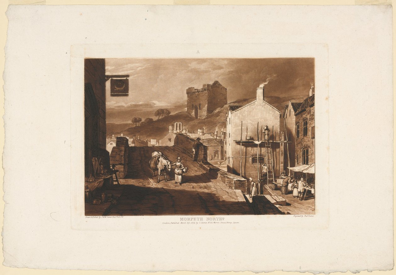 Morpeth, Northumberland, del Liber Studiorum, 1809 de Charles Turner