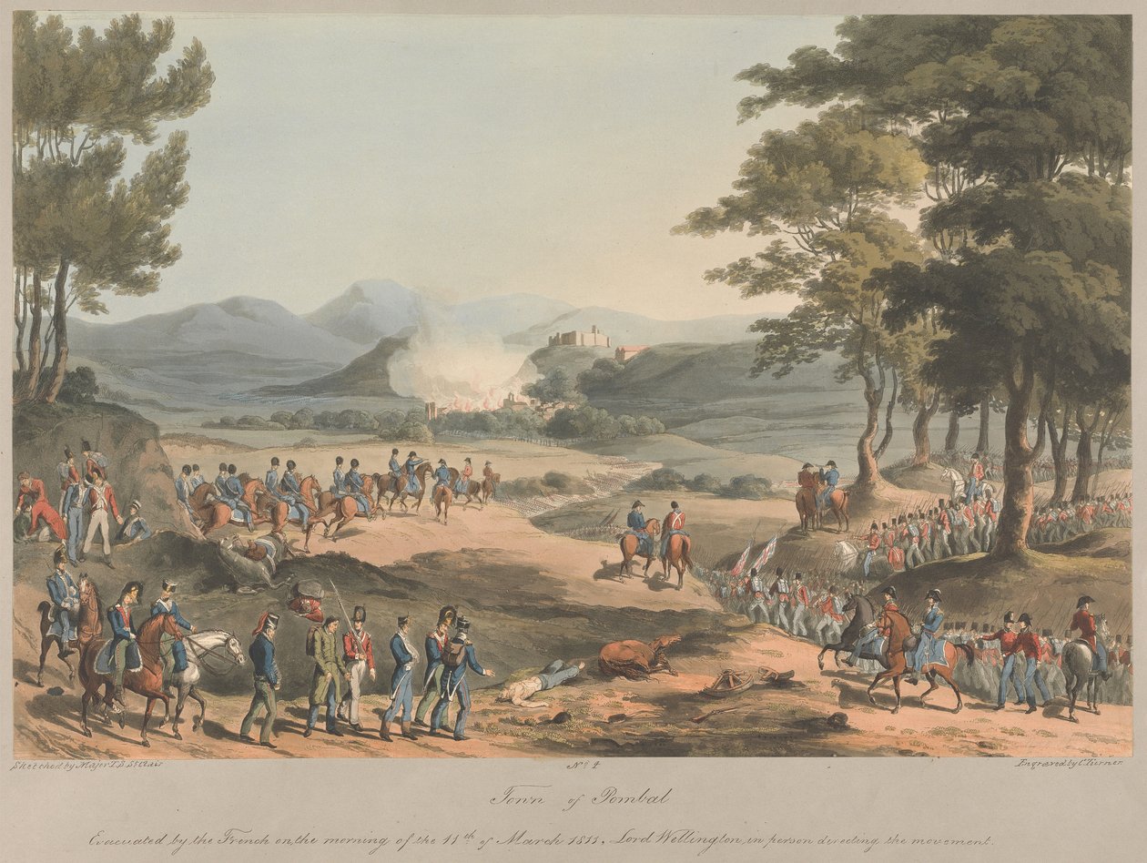 N.º 4.  Pueblo de Poinbal. Evacuado por los franceses la mañana del 11 de marzo de 1811 de Charles Turner
