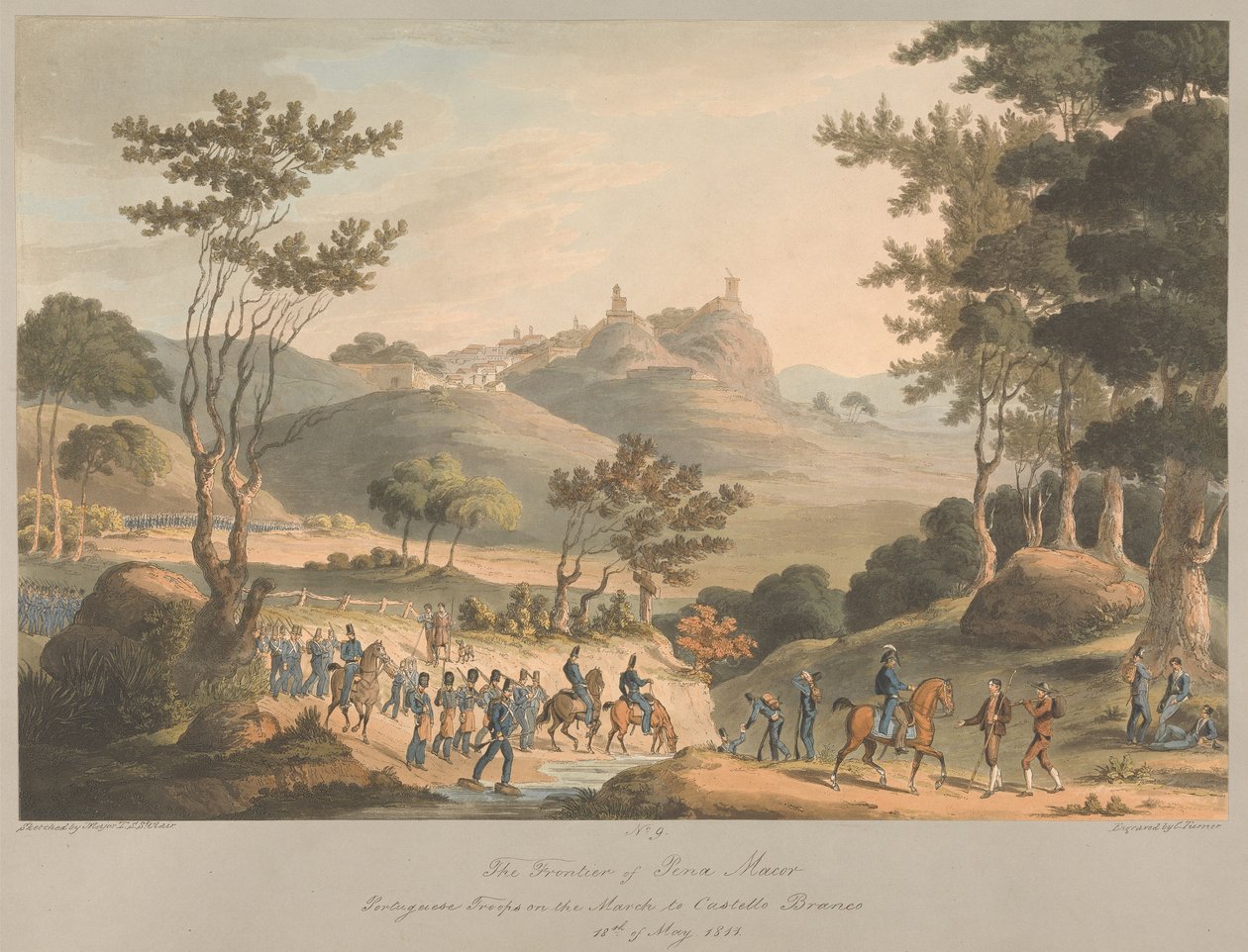 N.º 9: La frontera de Pina Macor. Tropas portuguesas en marcha hacia Costello Branco, 18 de mayo de 1811 de Charles Turner