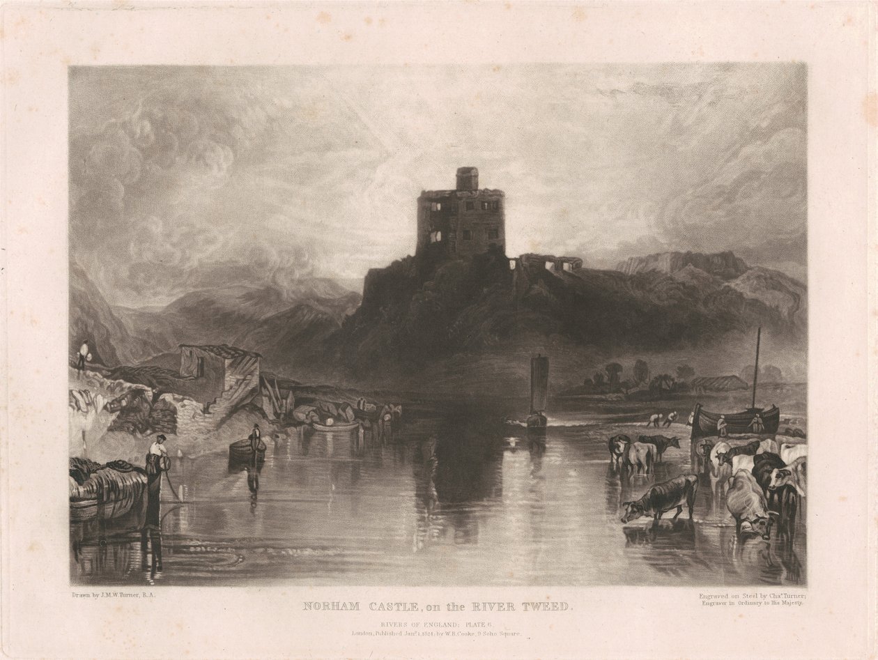 El castillo de Norham, a orillas del río Tweed de Charles Turner