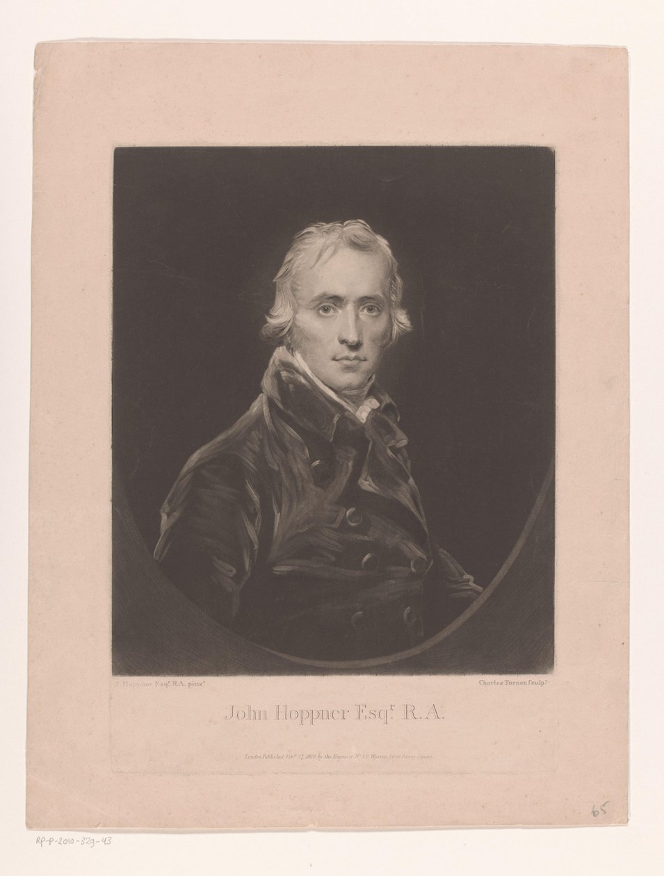 Portret de John Hoppner John Hoppner Esqr. REAL ACADEMIA DE BELLAS ARTES. (título en el objeto) de Charles Turner