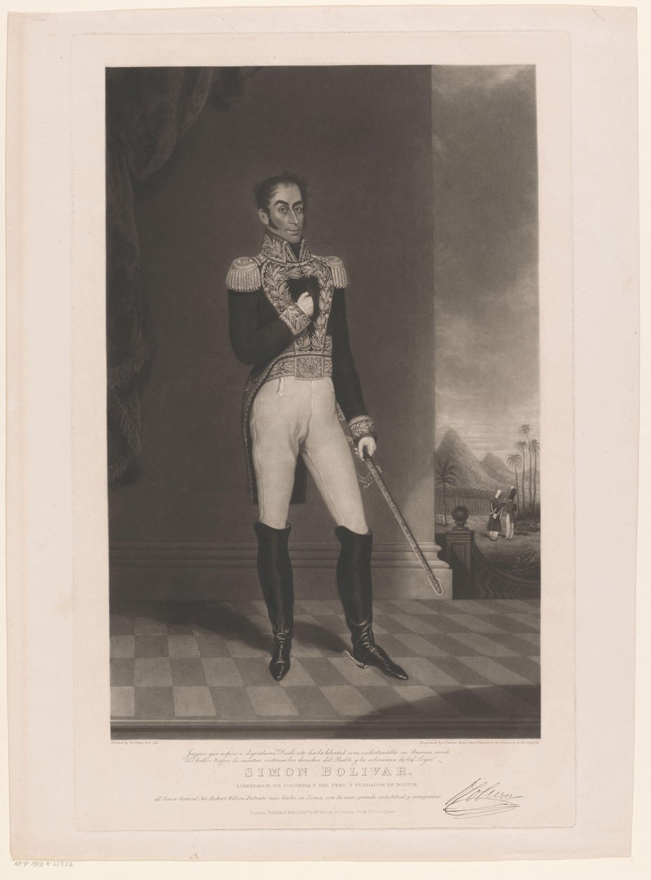Portret van Simón Bolívar de Charles Turner