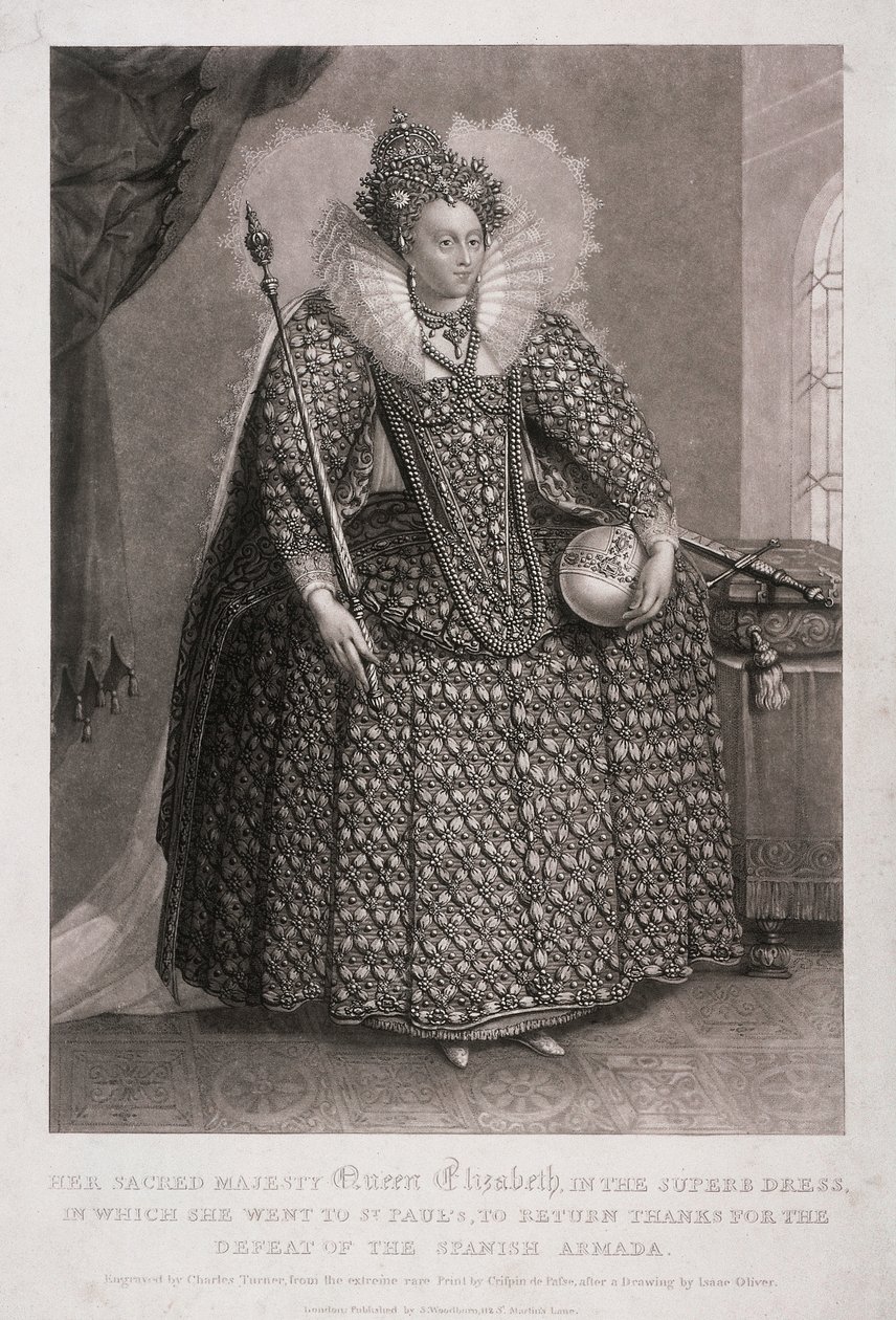 La Reina Isabel I con cetro y orbe de Charles Turner