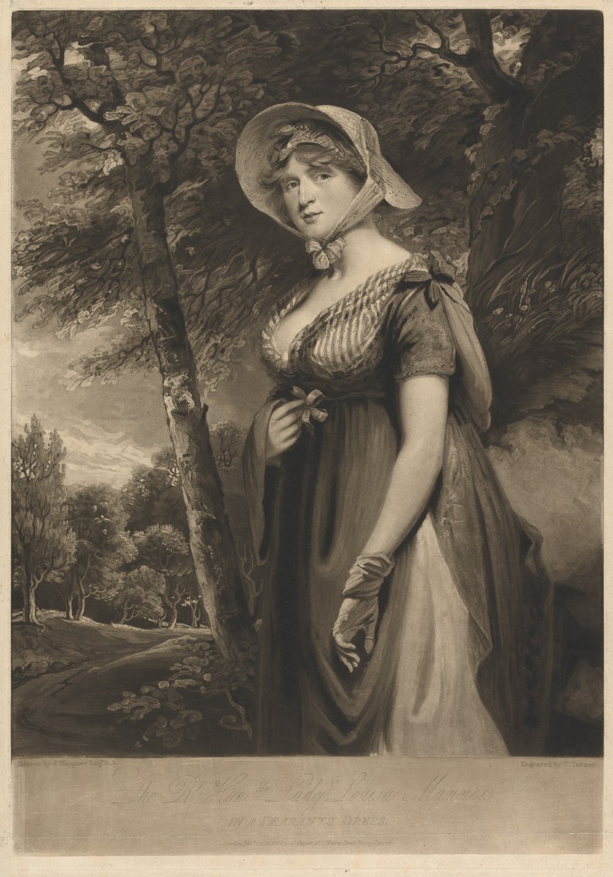 La Muy Honorable Lady Louisa Manners con un traje de campesina de Charles Turner