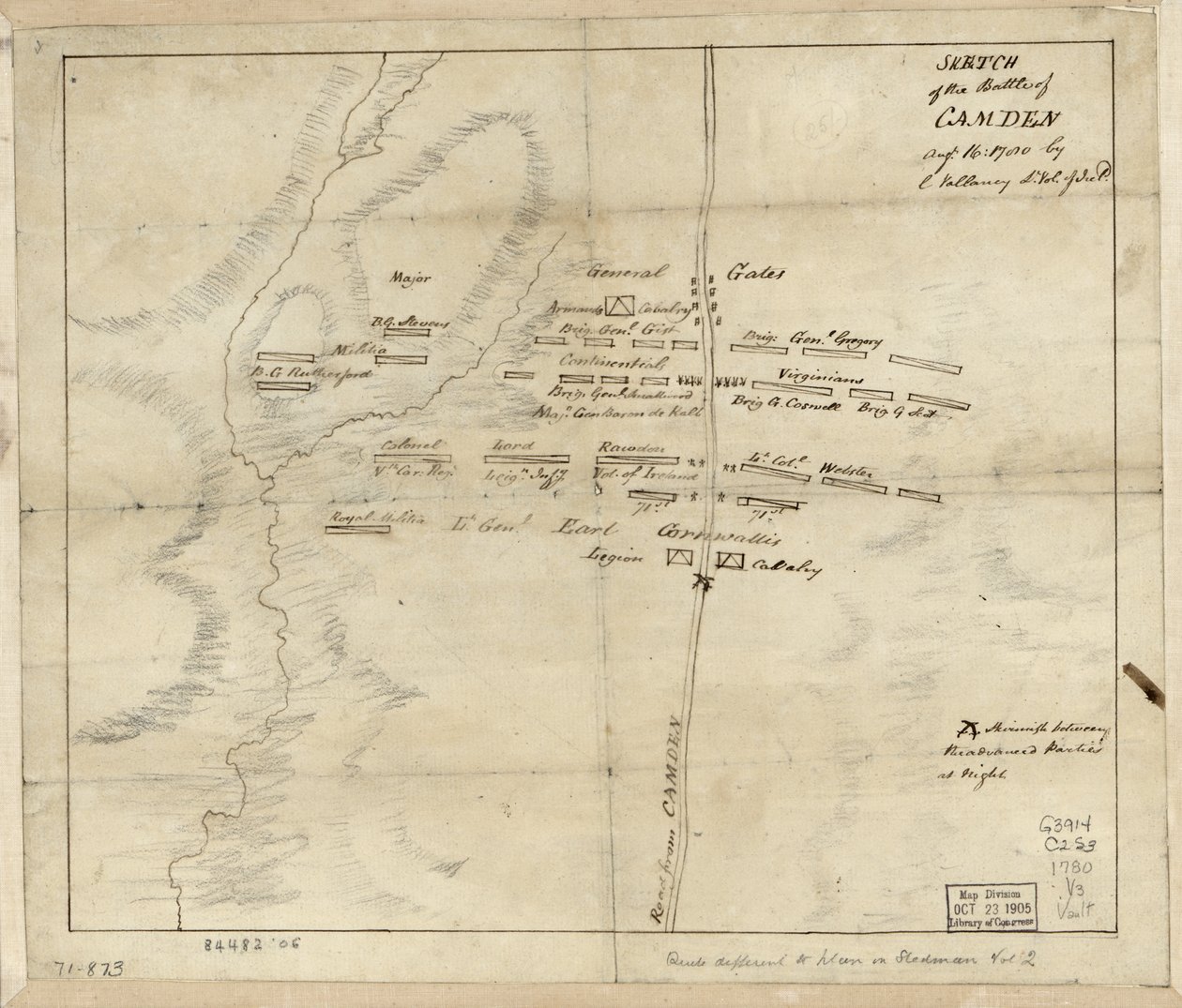 Batalla de Camden, Agot. 16 de Charles Vallancey