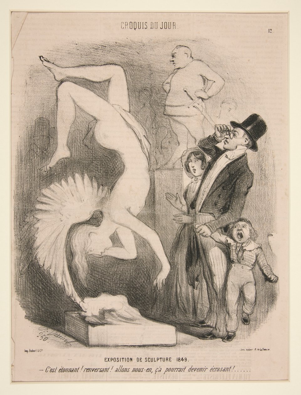 Exposition de Sculpture 1849 (Exposición de Escultura 1849), de la serie Sketch of the Day publicada en Le Charivari de Charles Vernier