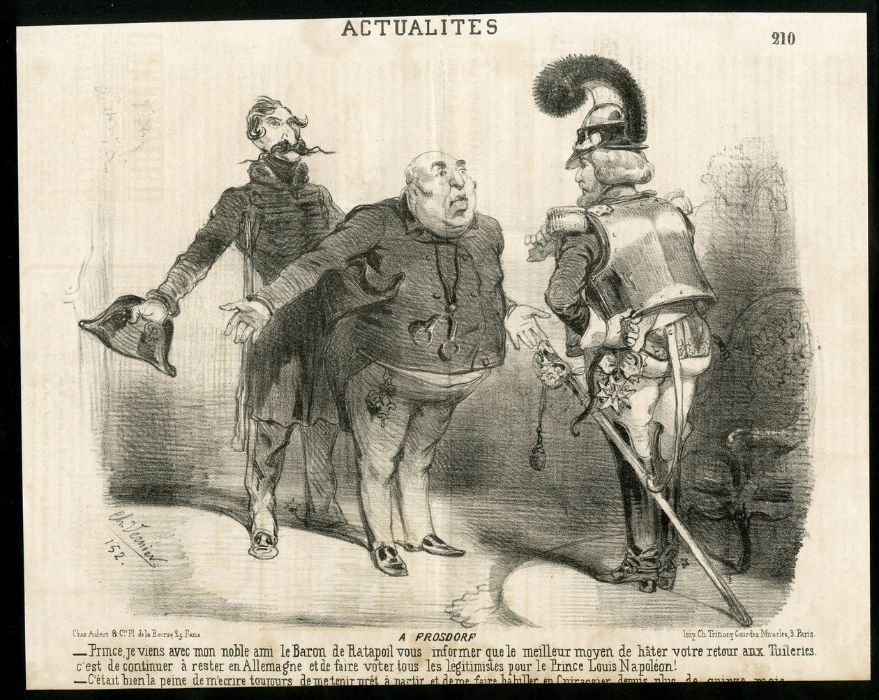 Ilustración de Charles Vernier (? -1887) en Le Charivari - Sobre - Alemania Prusia, Presidente de la República, Frosdorf - Ratapoil de Charles Vernier