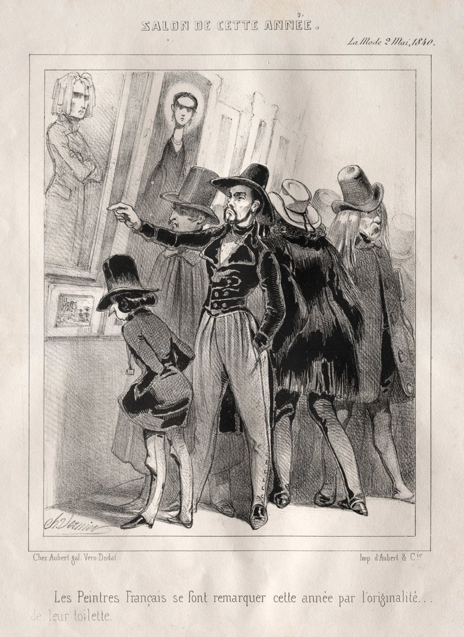 Los pintores franceses se destacan este año por la originalidad de su vestimenta, 1840 de Charles Vernier