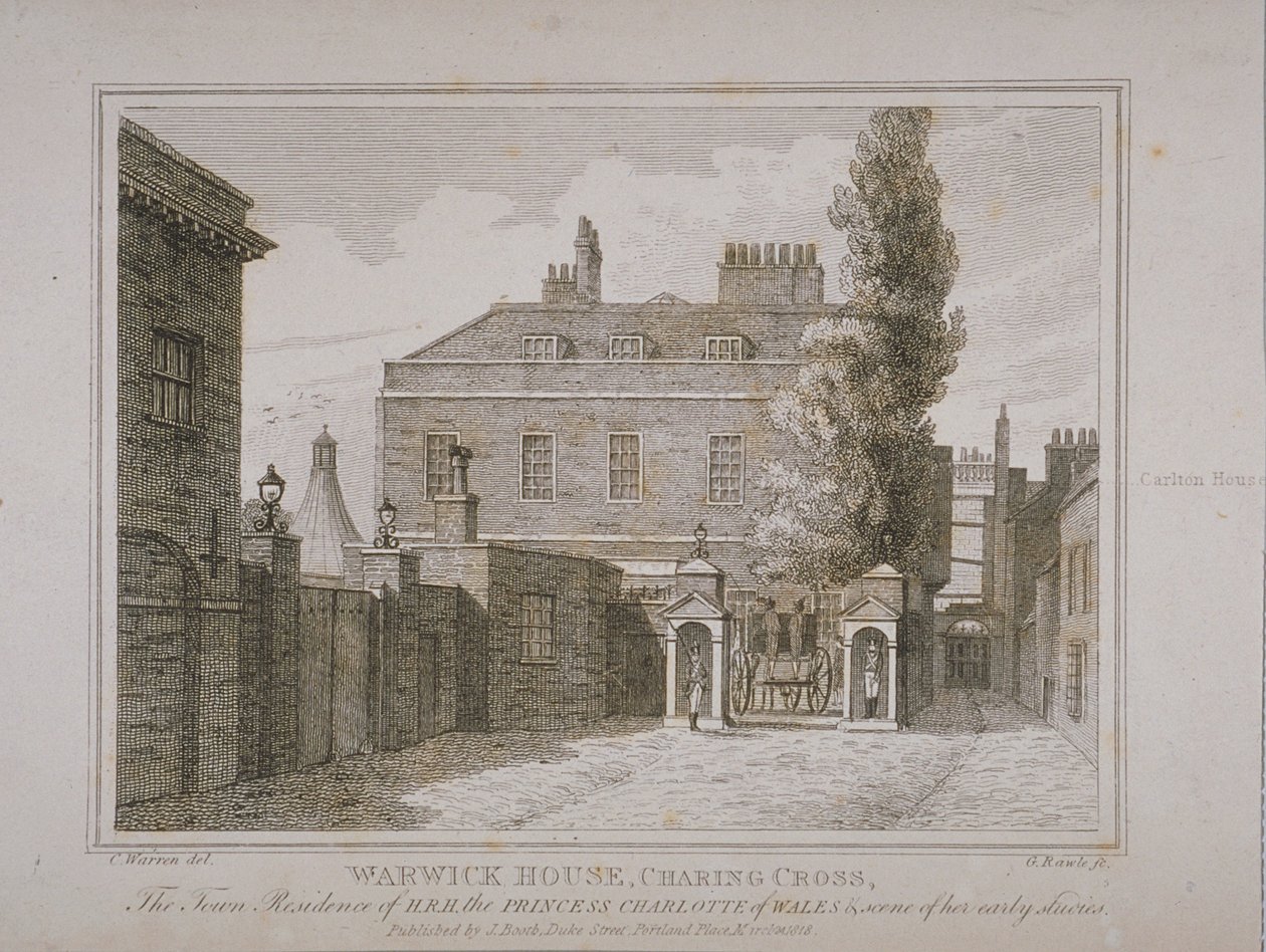 Vista de Warwick House, grabado por Samuel Rawle (1771-1860) y publicado por John Booth (1794-1855) 1818 de Charles Warren