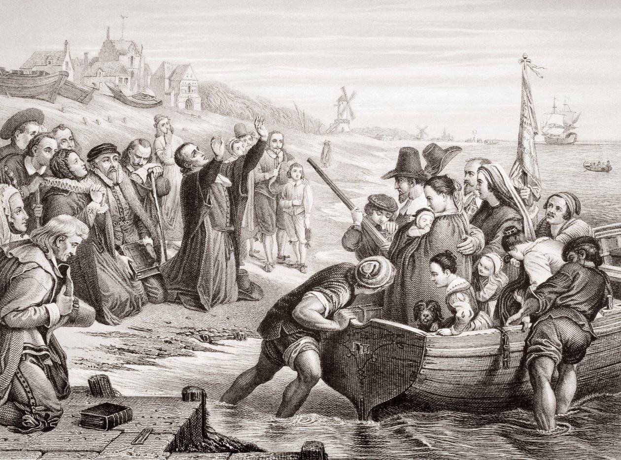 Salida de los padres peregrinos de Delft Haven en julio de 1620, de 