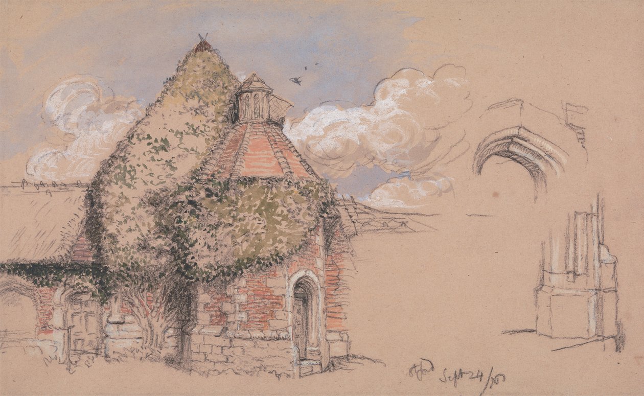 Ruinas del antiguo palacio de los arzobispos de Canterbury en Otford, Kent, 24 de septiembre de 1856 de Charles West Cope