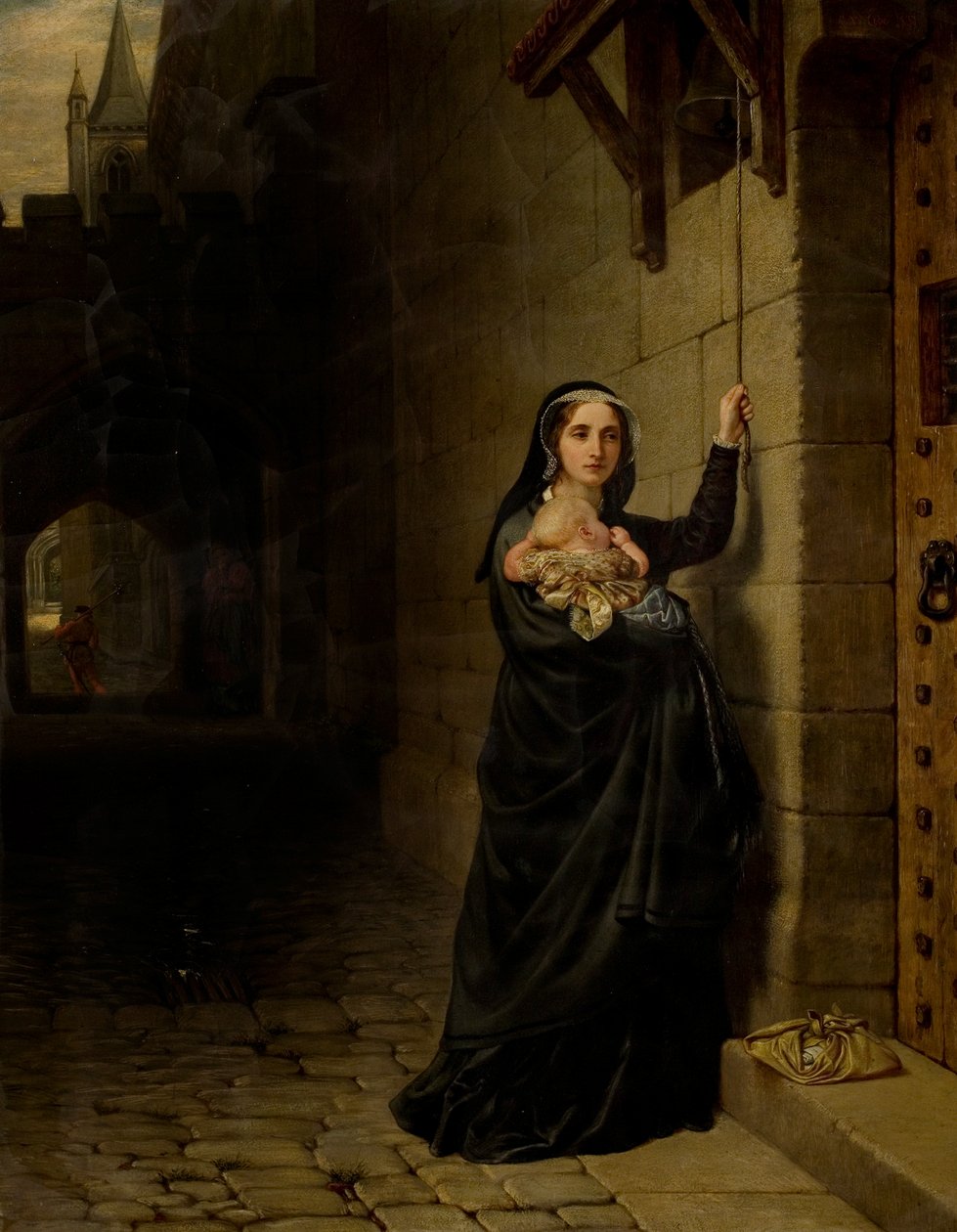 Martirio de Laurence Saunders en Coventry, panel izquierdo del tríptico de Charles West Cope