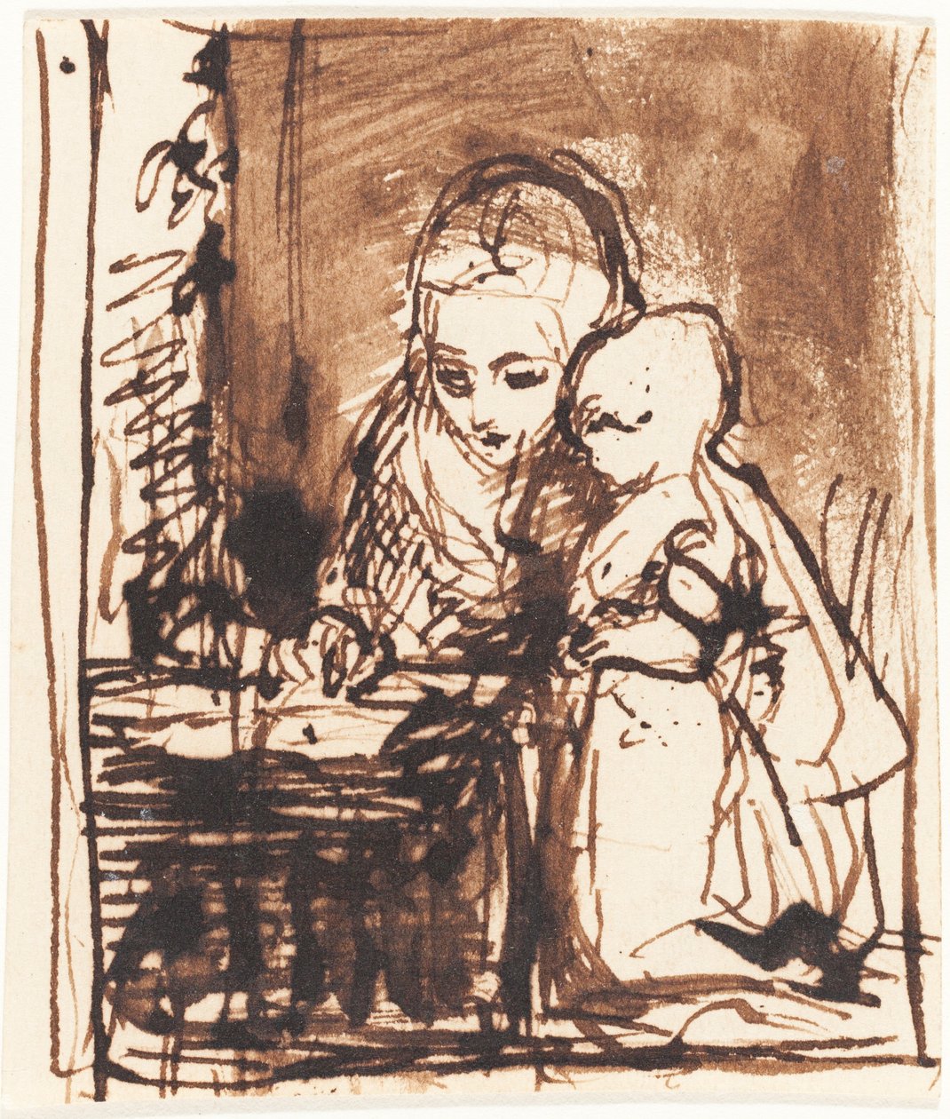 Mujer Leyendo a un Niño de Charles West Cope