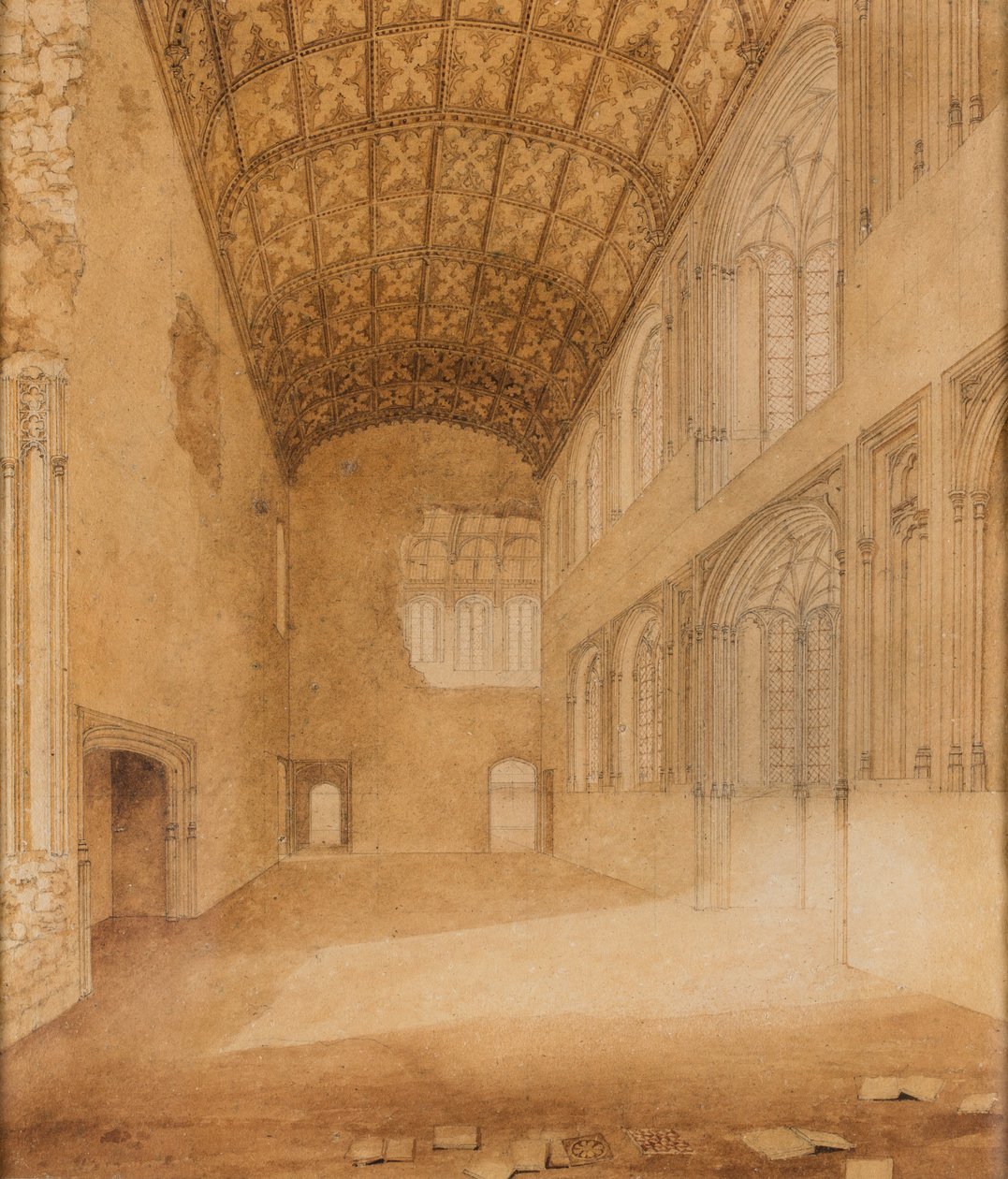Crosby Hall (nº 1), c1818 (acuarela sobre papel) de Charles Wild