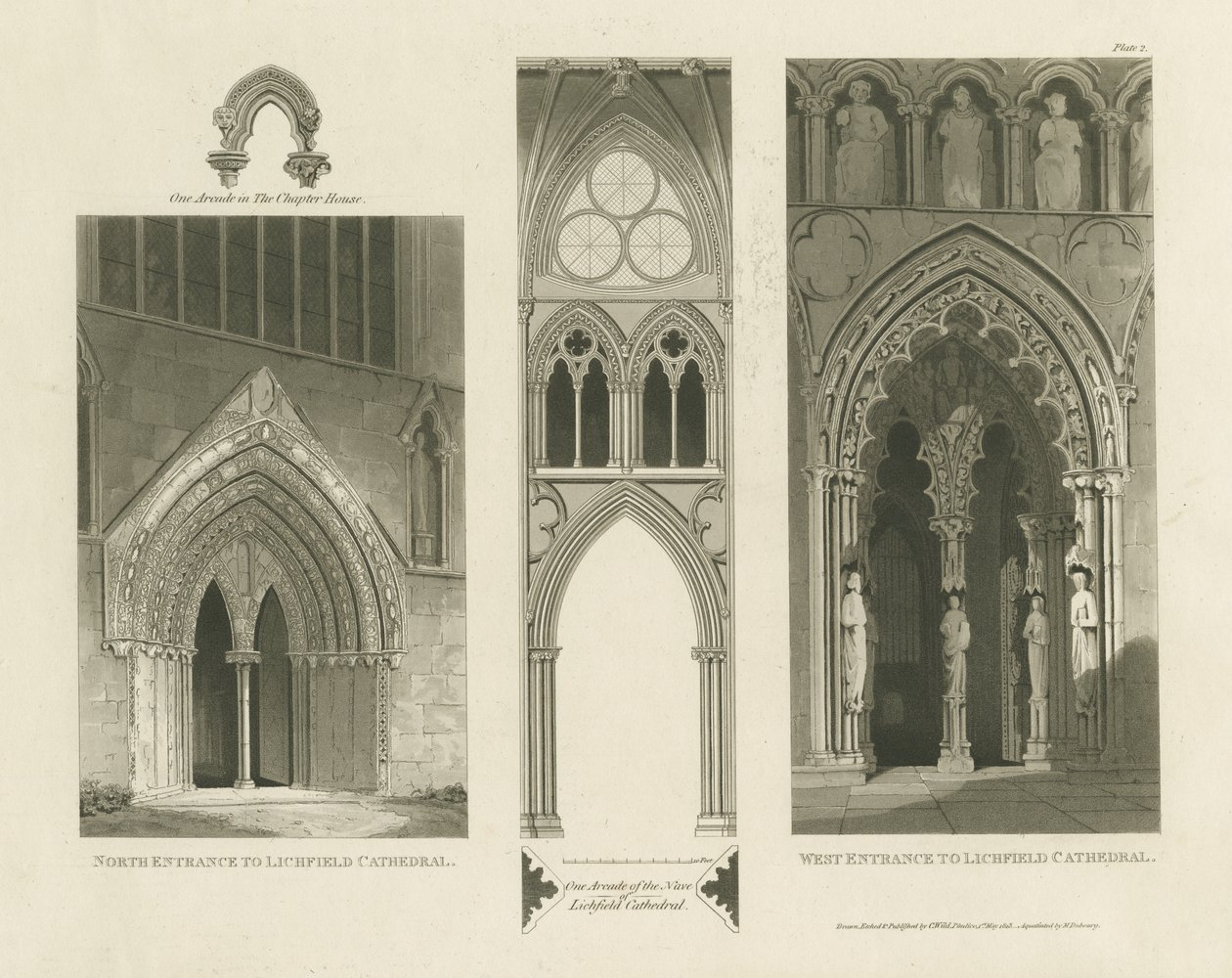 Catedral de Lichfield - Entrada Oeste, Entrada Norte y Nave de Charles Wild