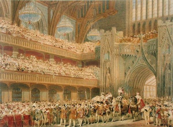 El campeón de Inglaterra entrando en Westminster Hall de Charles Wild