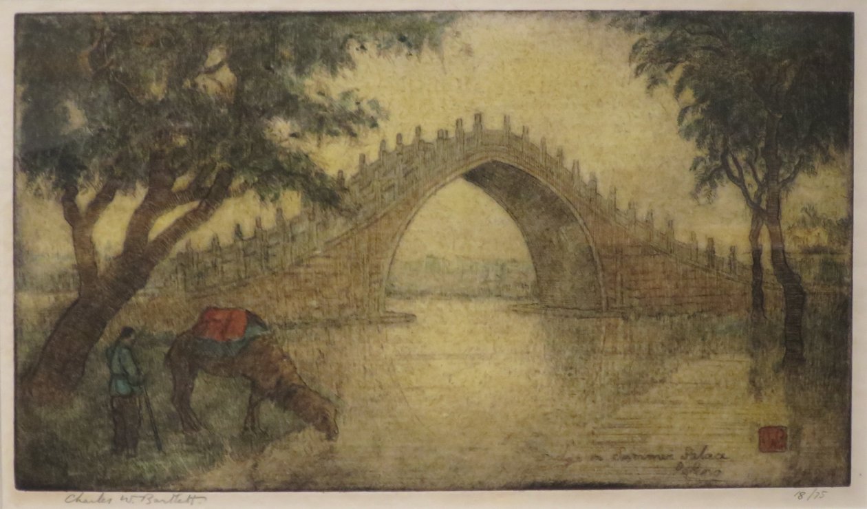 Puente en el Palacio de Verano, Pekín" de Charles W. Bartlett, HMA 28531 de Charles William Bartlett