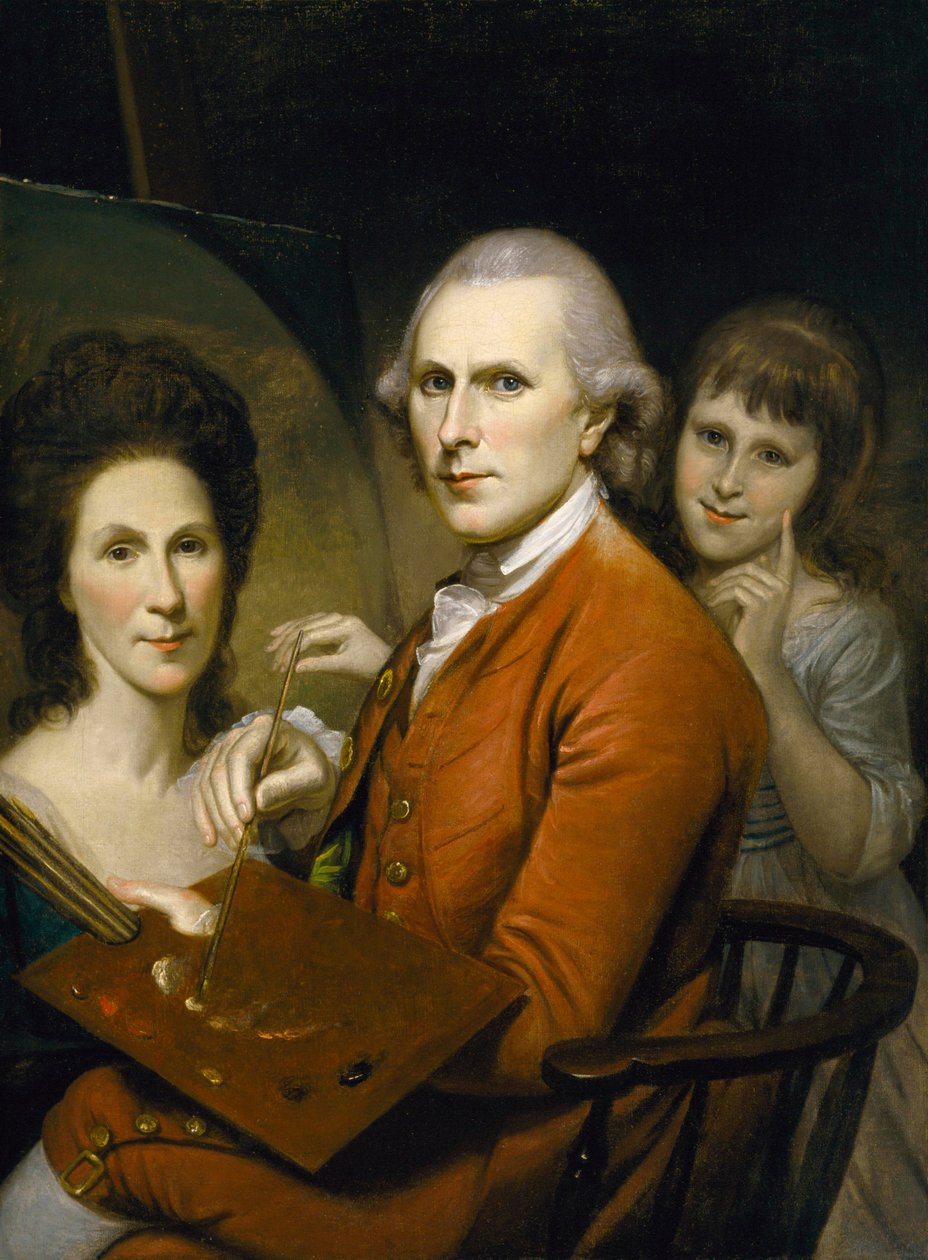 Autorretrato con Angelica Peale y Retrato de Rachel, c.1782-88 de Charles Willson Peale
