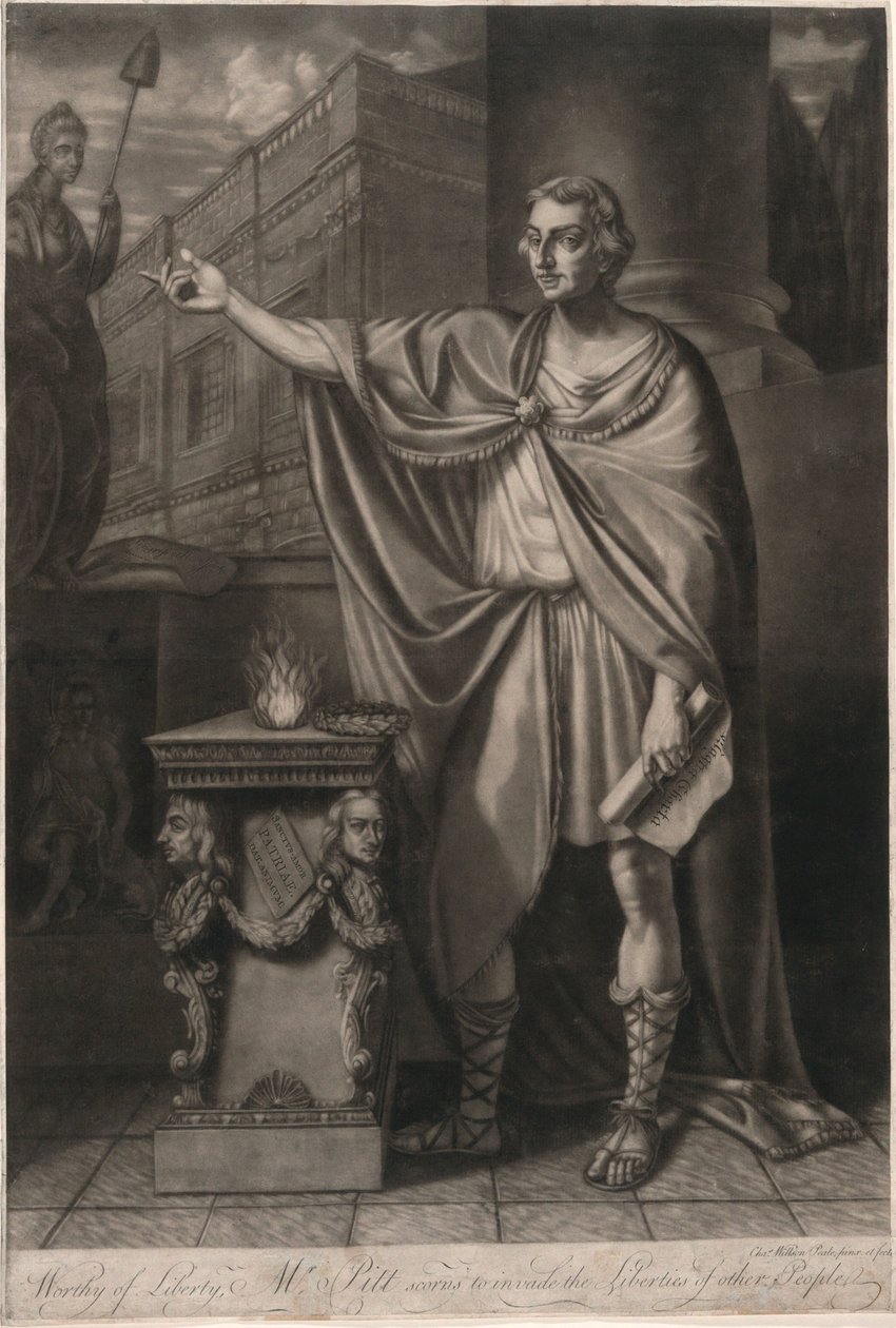 Digno de la libertad, el señor Pitt se niega a vulnerar las libertades de los demás de Charles Willson Peale