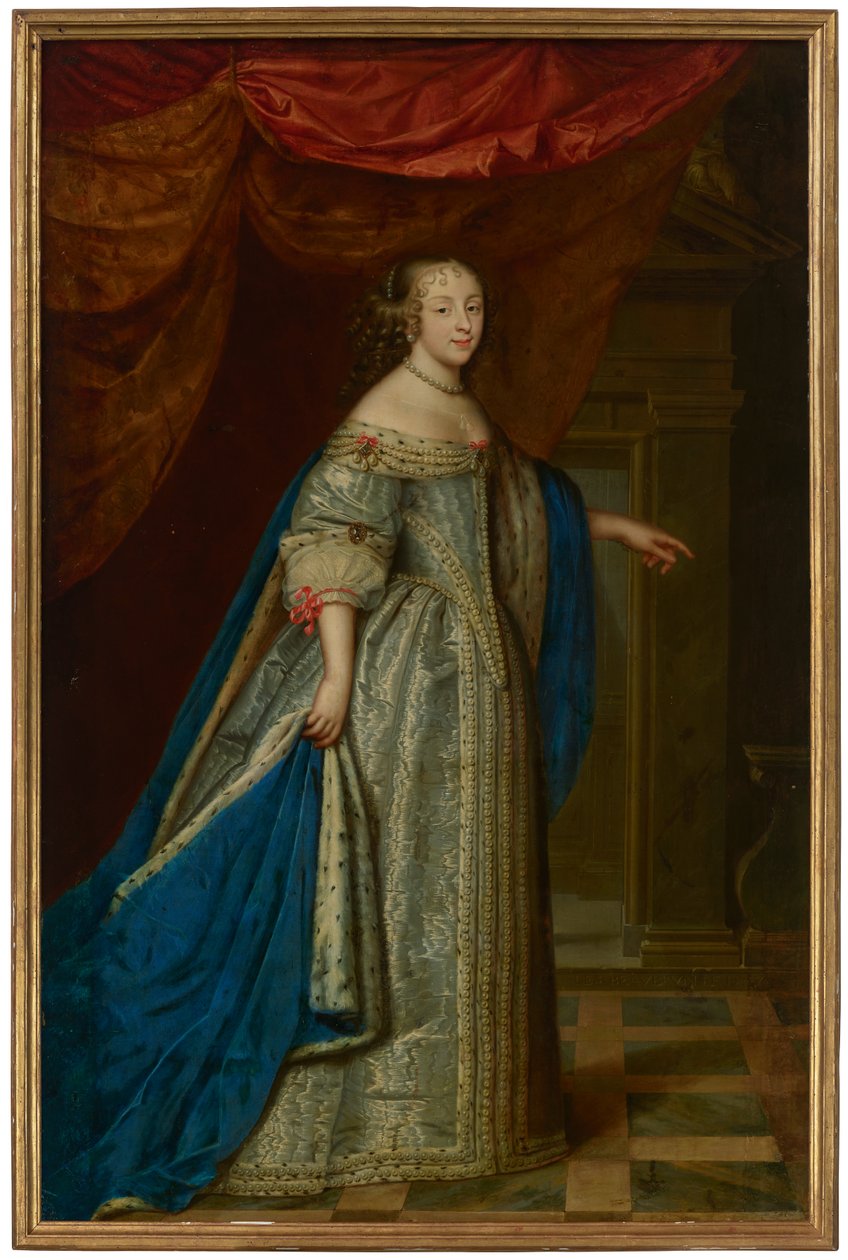 Retrato de una mujer, de cuerpo entero, tradicionalmente identificada como Henrietta Maria, reina de Inglaterra de Charles and Henri (1603 77) Beaubrun