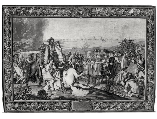 Luis XIV (1638-1715) en el sitio de Douai, julio de 1667, Taller de Gobelins de Charles attr. to Le Brun