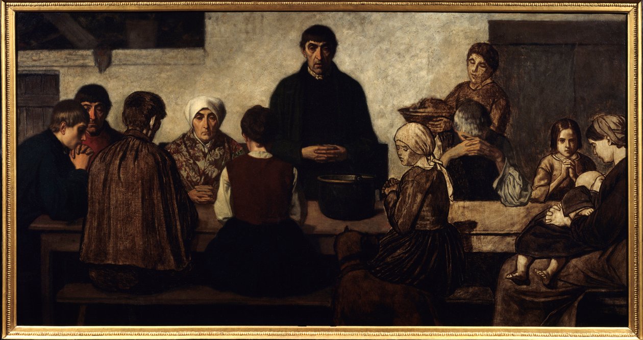 Benedicite Familia rezando en la mesa de Charles de  Groux