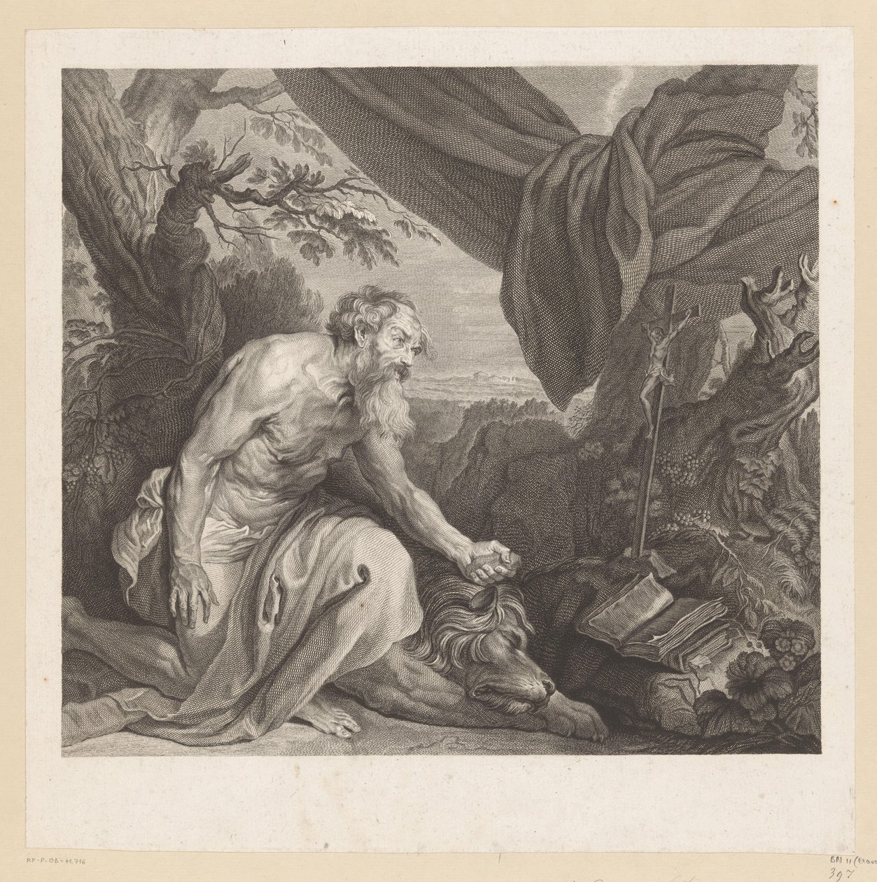 Jerónimo con león dormido y crucifijo de Charles de Beauvais (rejected attribution)