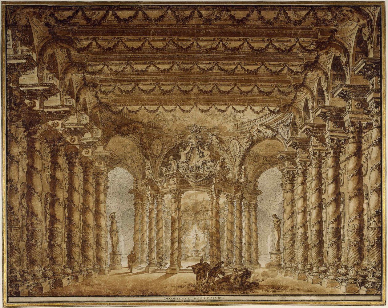 Diseño de escenario para la ópera Armide de Jean-Baptiste Lully, 1760 de Charles de Wailly