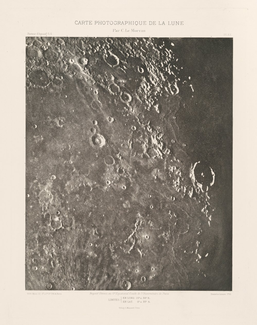 Carta fotográfica de la Luna, placa XX,22 de marzo de Charles le Morvan