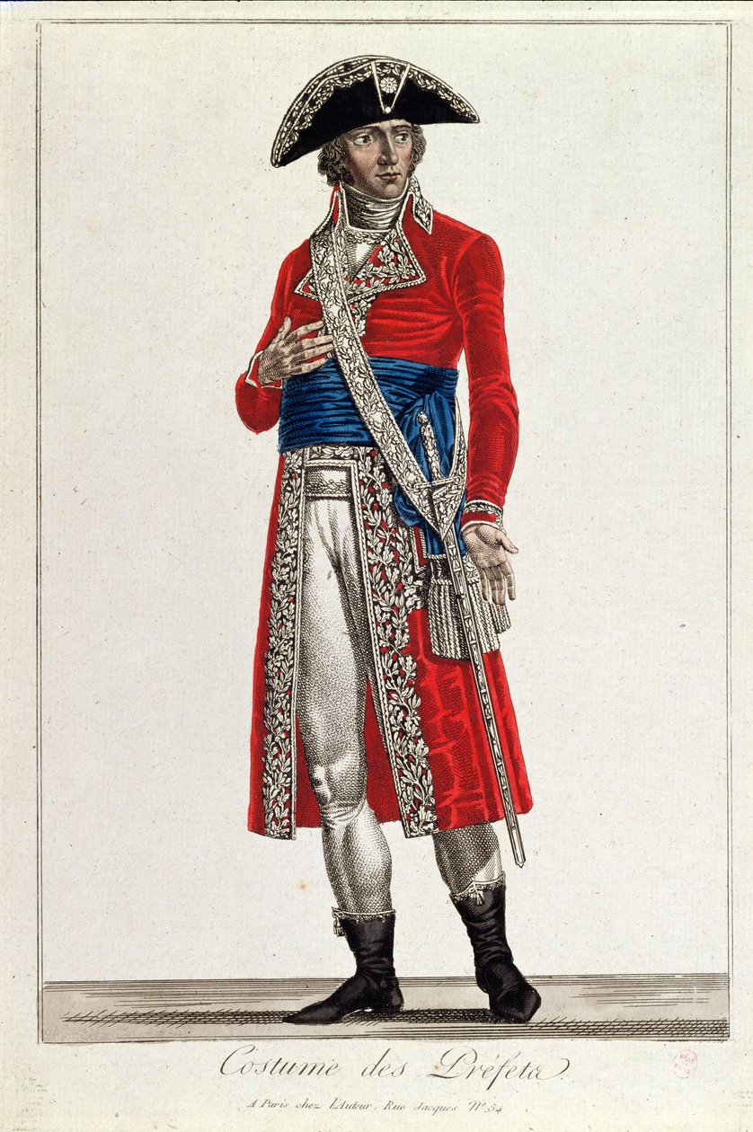 Traje de un Prefecto durante el período del Consulado (1799-1804) de la Primera República, c.1800 de Chataignier