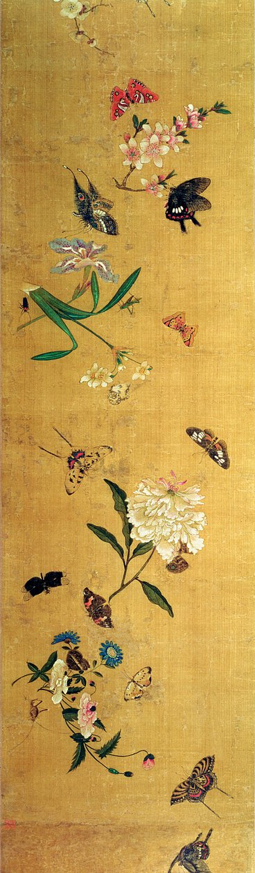 Cien mariposas, flores e insectos (detalle) de Chen Hongshou