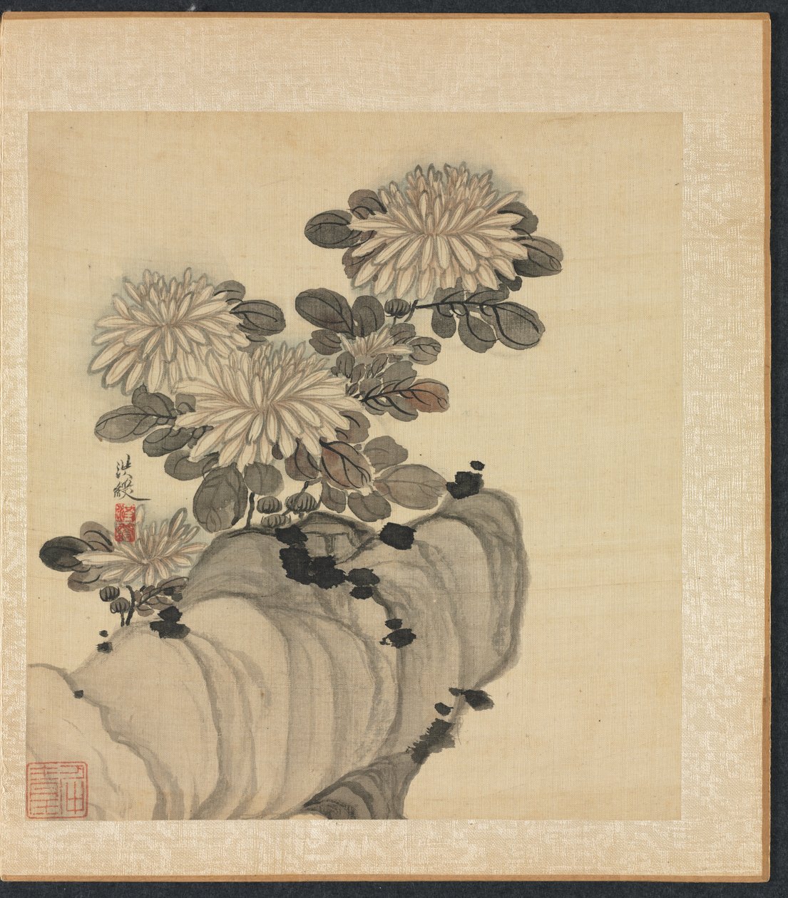 Pinturas después de los maestros antiguos: Crisantemo y roca, 1598-1652 de Chen Hongshou