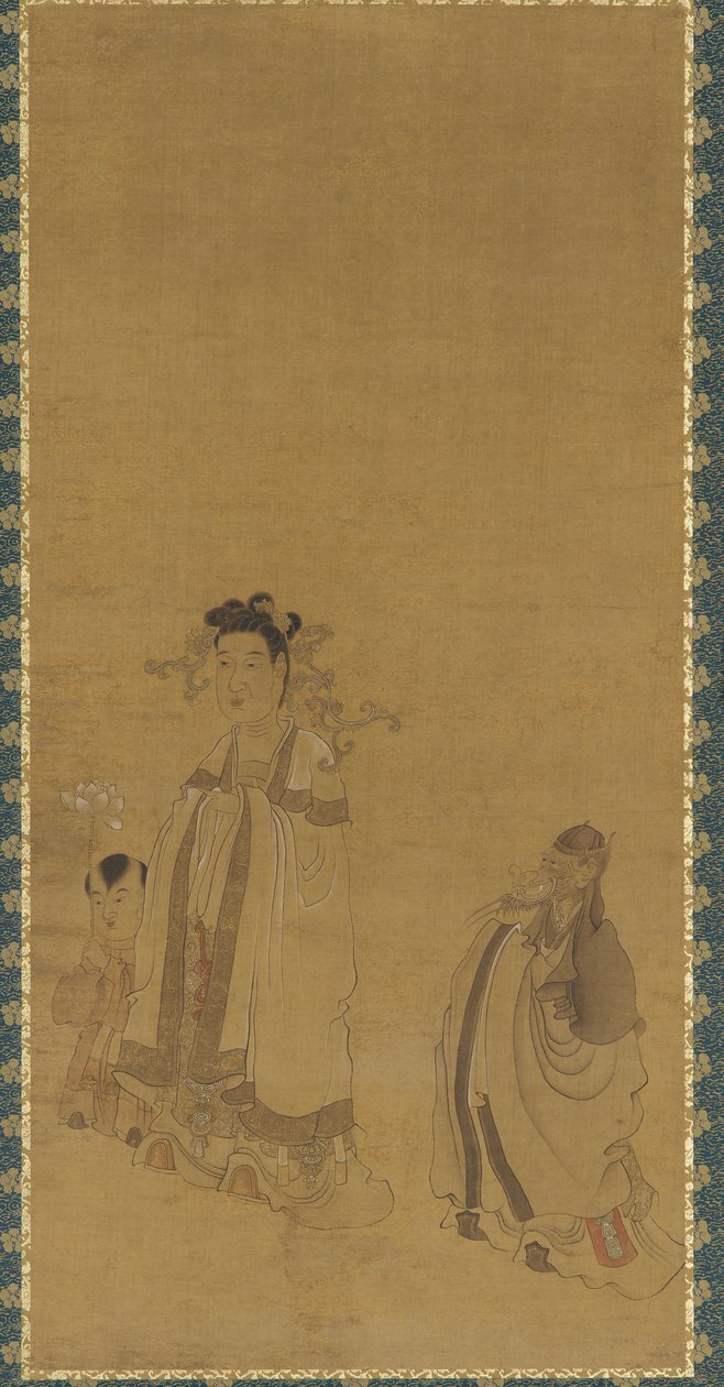 El rey dragón reverenciando al Buda, dinastía Ming, principios-mediados del siglo XVII de Chen Hongshou