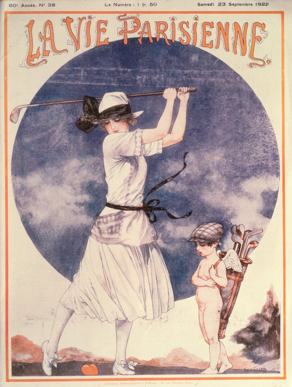 Portada de La Vie Parisienne, Mujer jugando al golf de Cheri Herouard