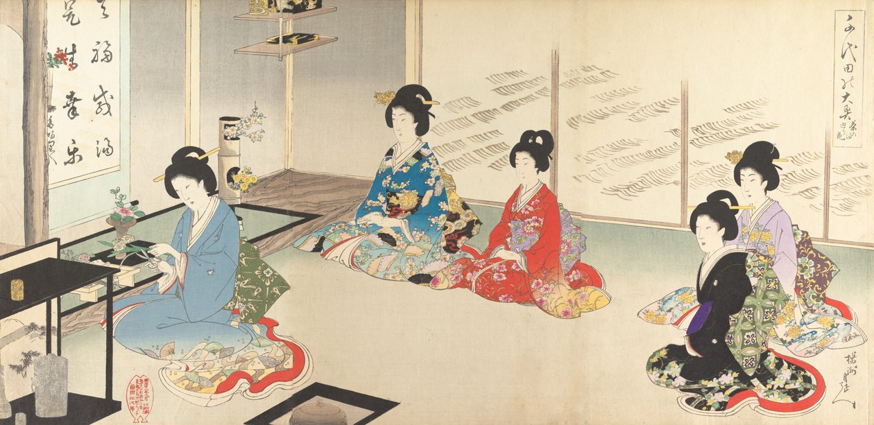 Palacio Interior de Chiyoda: No.20 Arreglo floral en turno... de Chikanobu Yoshu