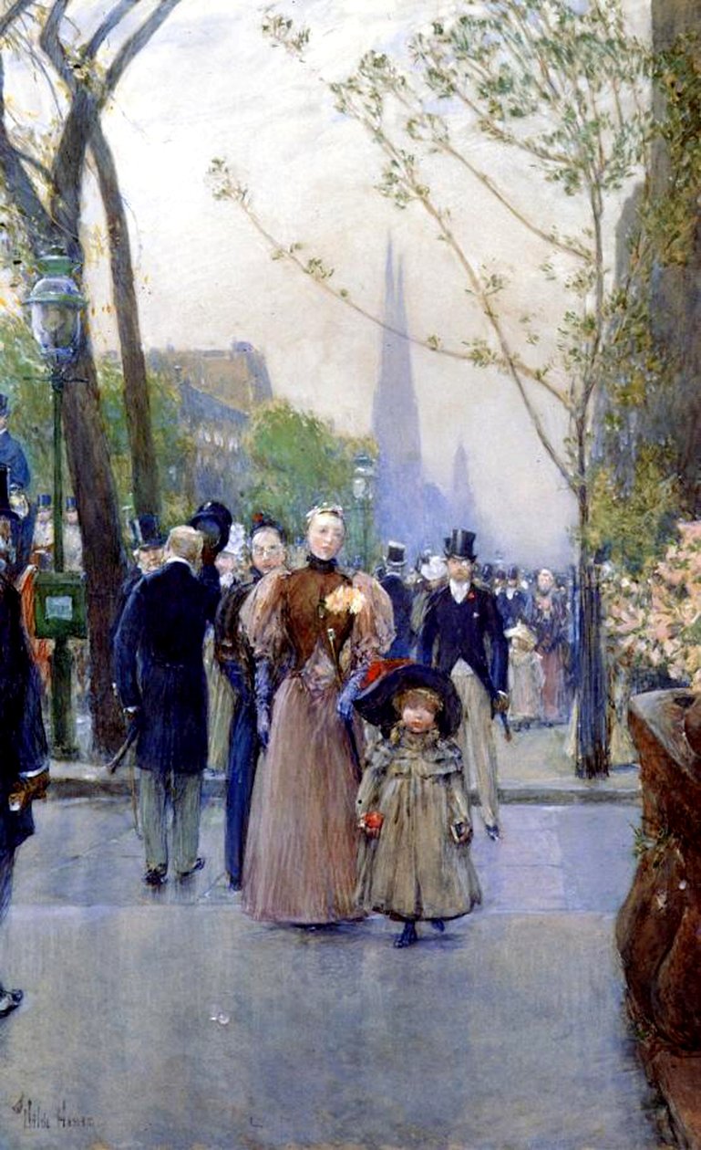 5ª Avenida, domingo de Childe Frederick Hassam