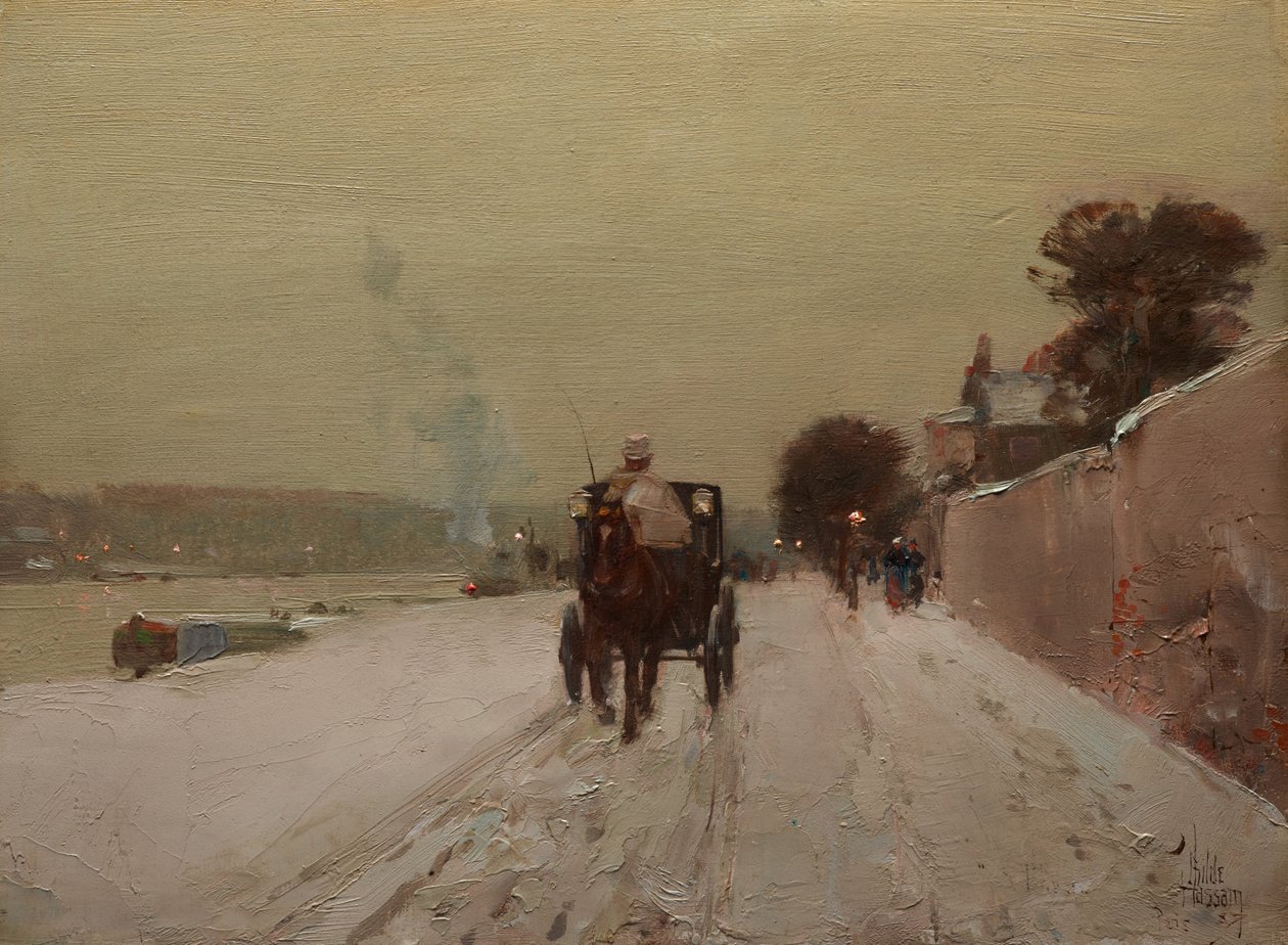 A lo largo del Sena, en invierno de Childe Frederick Hassam