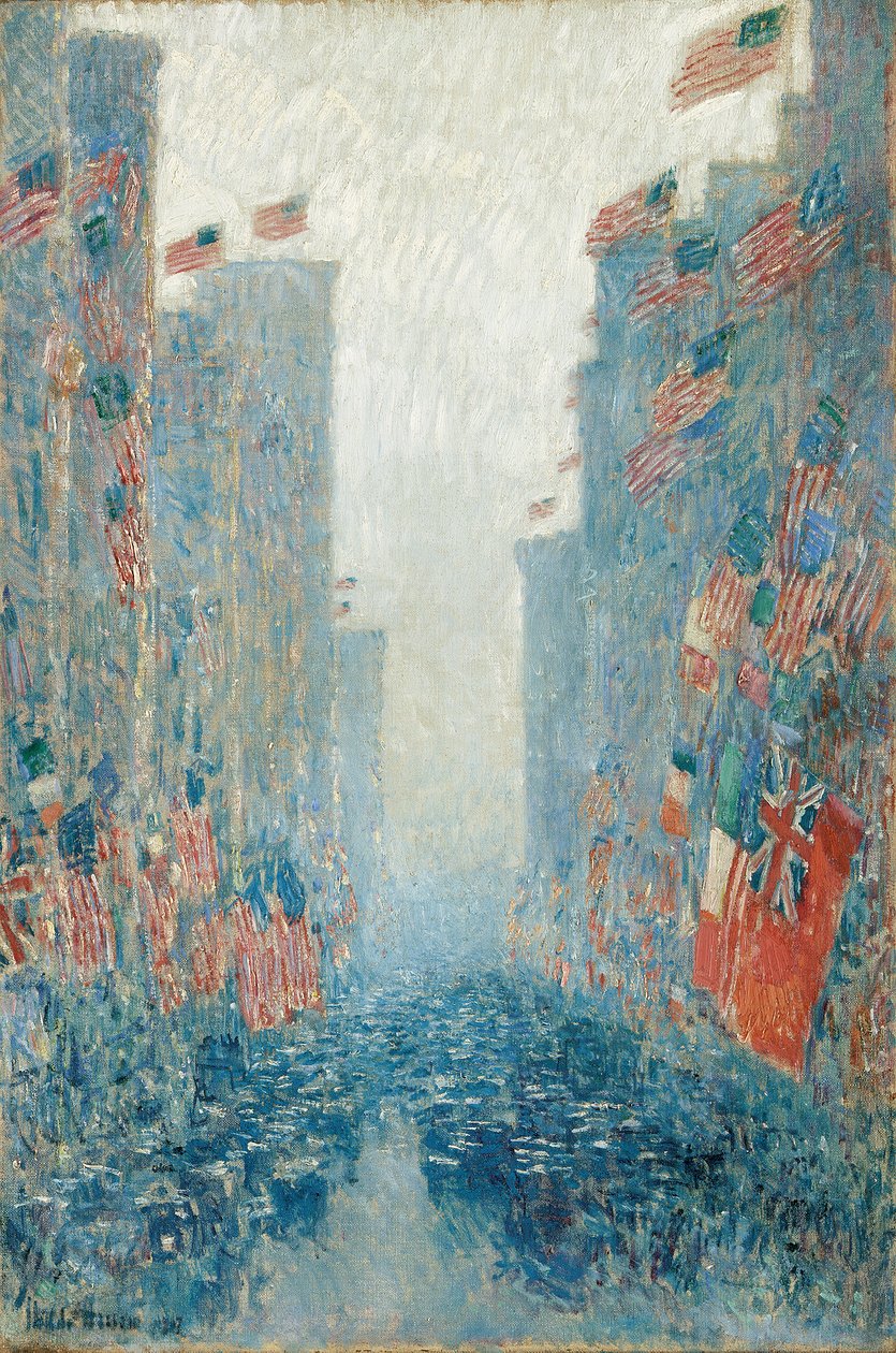 Banderas, Tarde en la Avenida de Childe Frederick Hassam