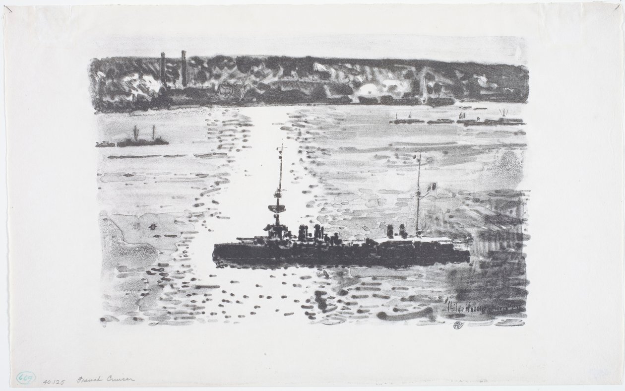 Crucero francés (litografía) de Childe Frederick Hassam
