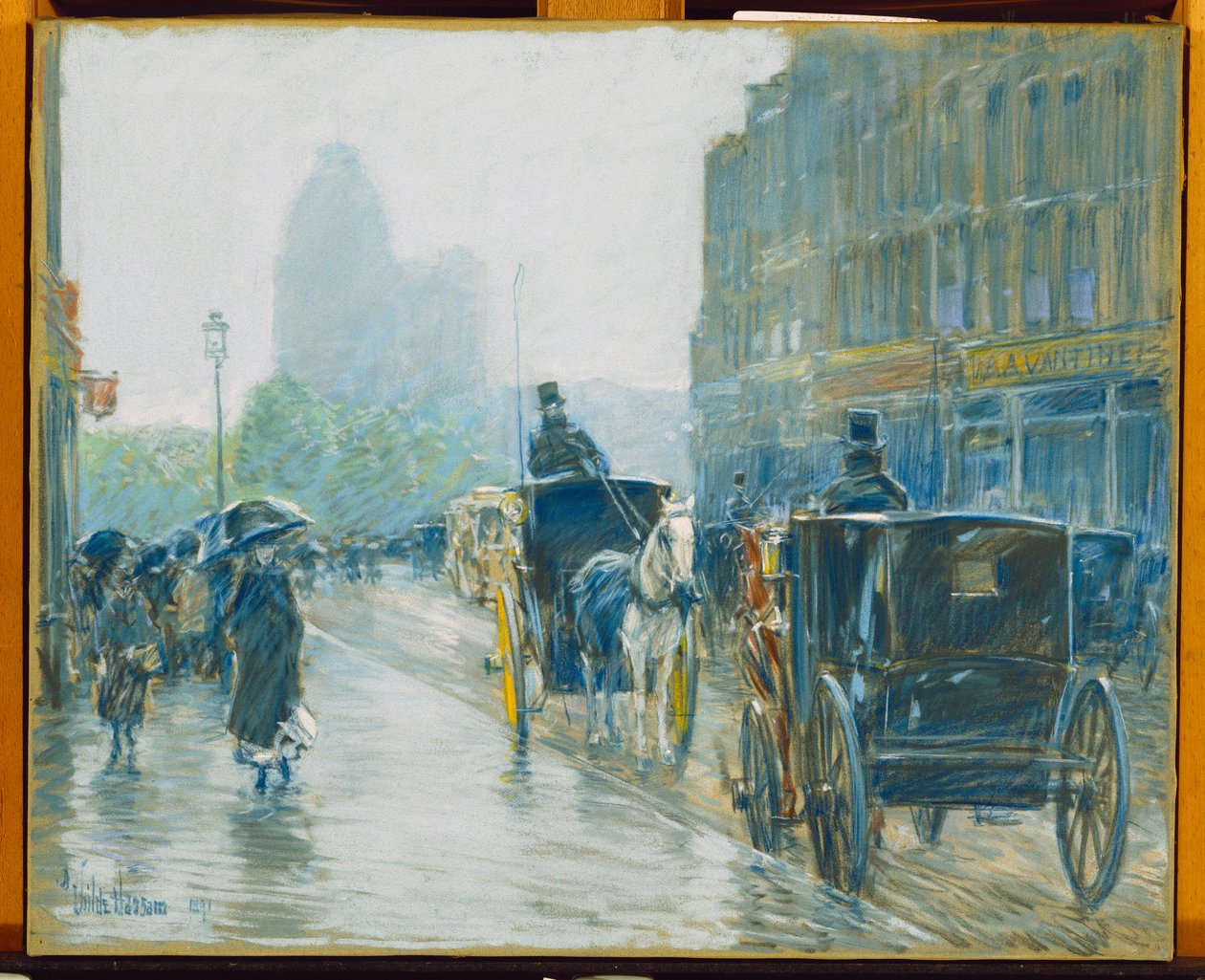 Taxis tirados por caballos, Nueva York de Childe Frederick Hassam