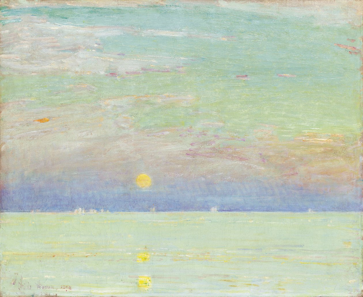 Salida de la luna al atardecer, Cape Ann de Childe Frederick Hassam