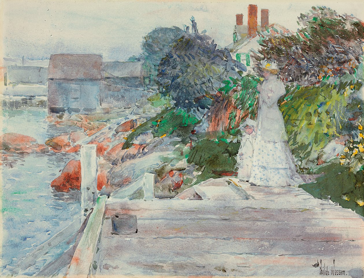 Ocean Front, Gloucester, Massachusetts, c.1890-95 (acuarela sobre papel) de Childe Frederick Hassam